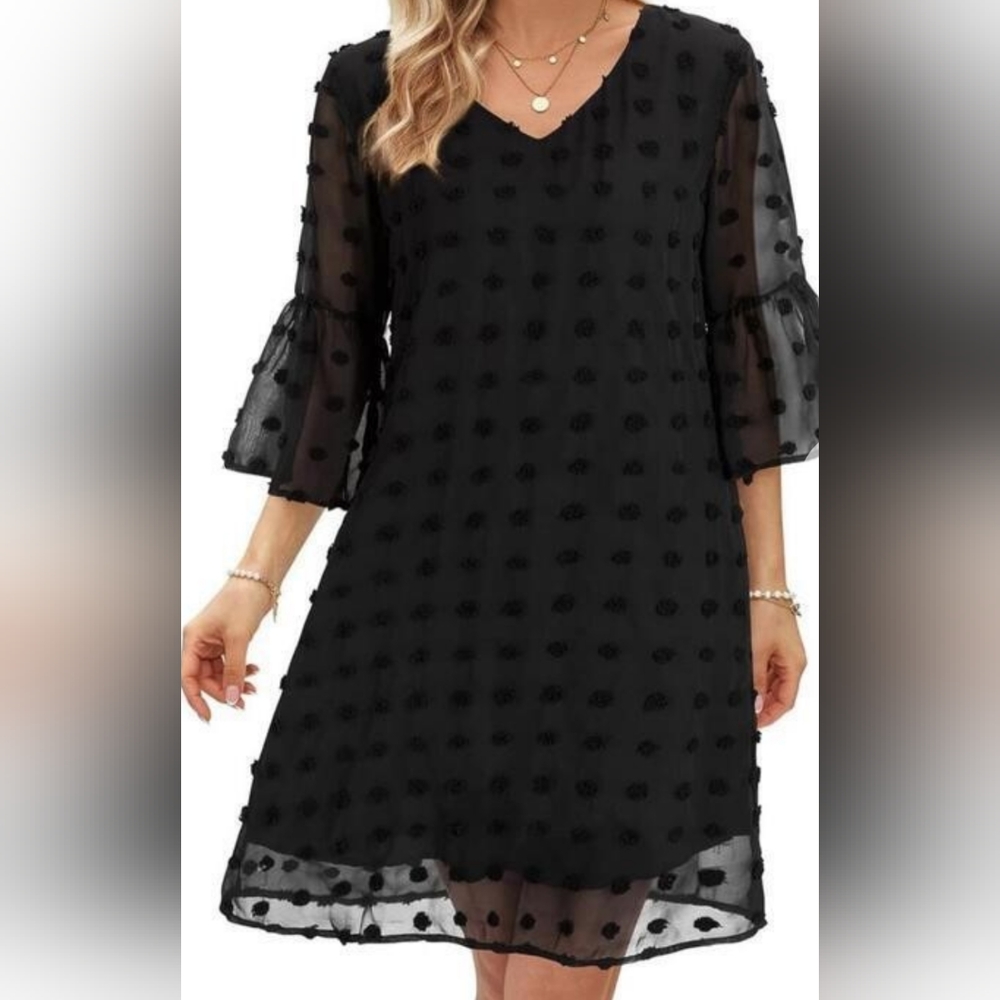 Summer dress swiss dot 3/4 bell